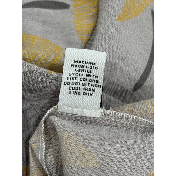 Habitat Button-Up Top Tunic 1/2 Sleeve Gray Yellow Floral Lagenlook Women Size L - Picture 8 of 8